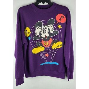 Vintage‎ Mickey Mouse Crew Neck Sweater Worried Confused Size Large Rare